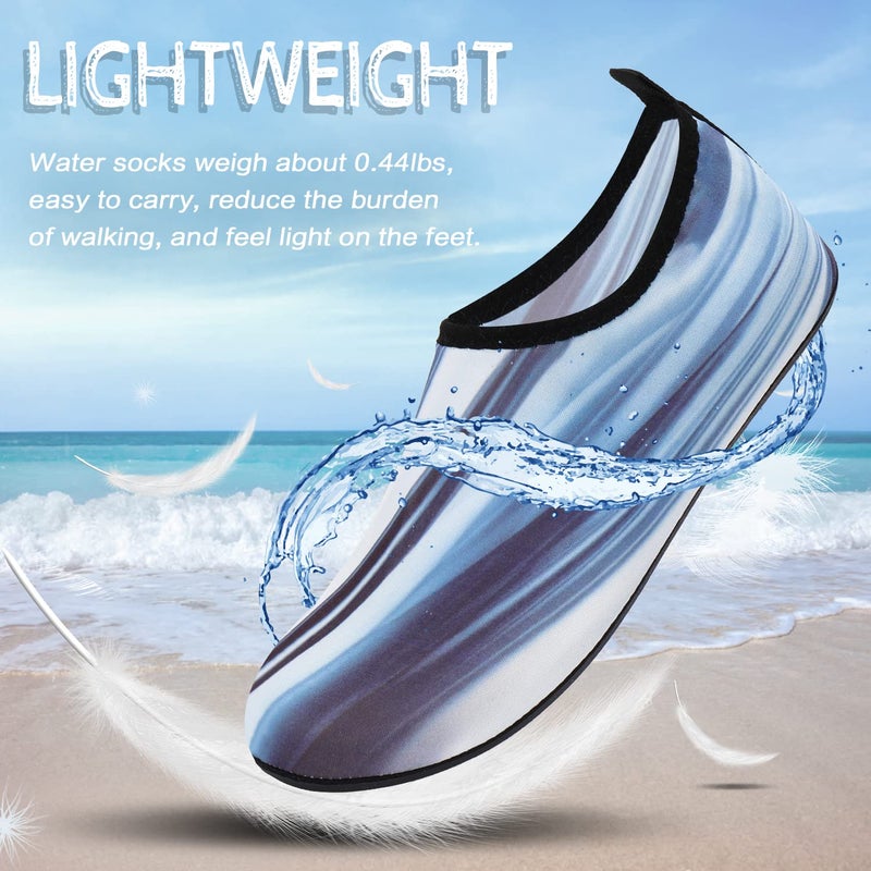 ANLUKE Water Shoes Barefoot Aqua Yoga Socks Quick-Dry Beach Swim Surf Shoes for Women Men Grey/Stripe 42/43 - Image 4